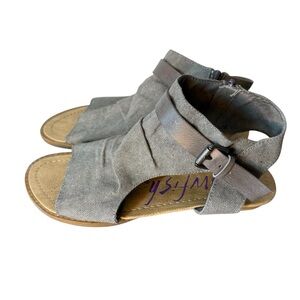 BLOWFISH MALIBU Blumoon Mini Wedge Sandal Canvas Floppy Zipper Buckle Size 7
